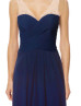 A-line V Neckline Navy Blue Beaded Chiffon Prom Dress